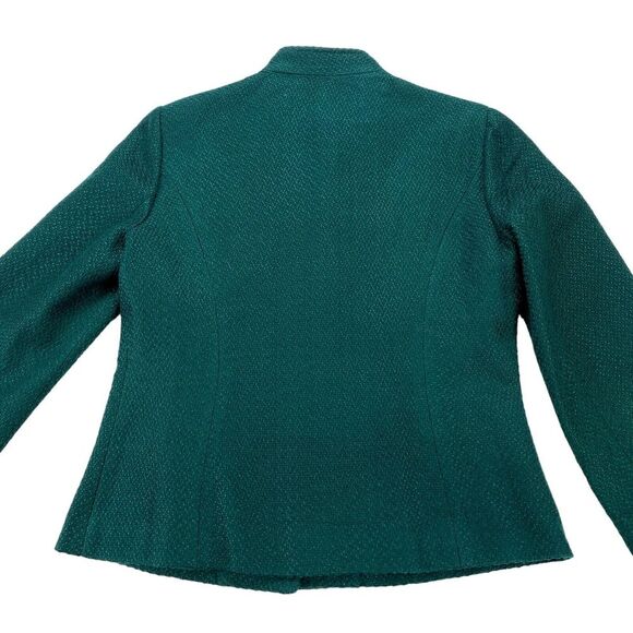 Chicos Tweed Jacket Women's Size 0 Green Long Sleeve Lined Gold Button Front - Picture 11 of 16